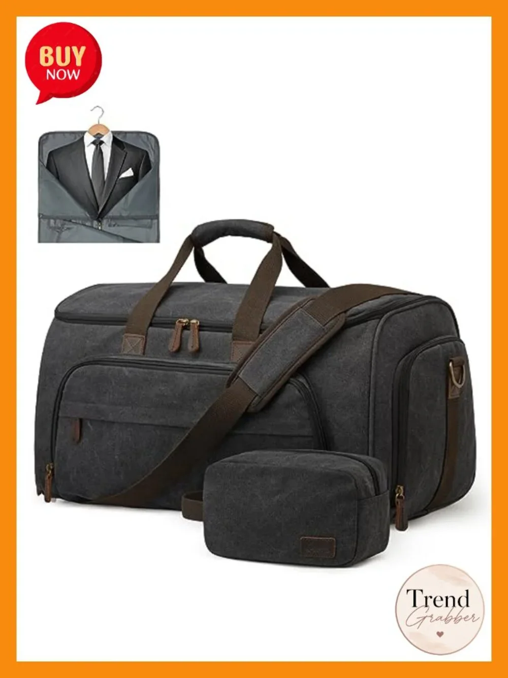 Convertible Garment Bag Carry-On Travel Duffel Suit Bag with Toiletry Bag